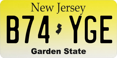 NJ license plate B74YGE