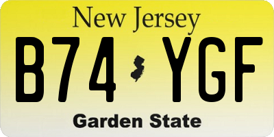 NJ license plate B74YGF
