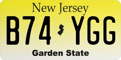 NJ license plate B74YGG