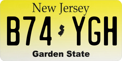 NJ license plate B74YGH
