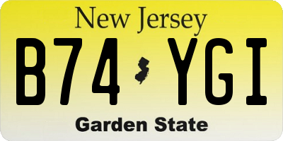 NJ license plate B74YGI