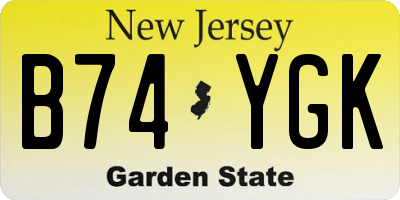 NJ license plate B74YGK