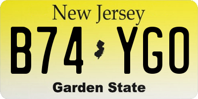 NJ license plate B74YGO