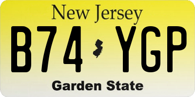 NJ license plate B74YGP