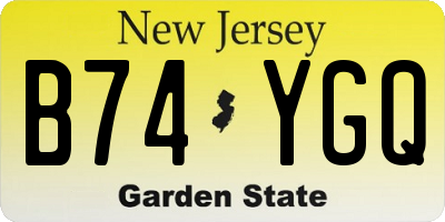 NJ license plate B74YGQ