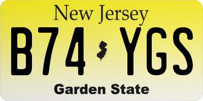 NJ license plate B74YGS