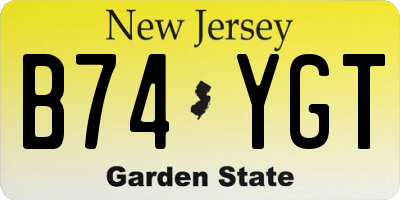 NJ license plate B74YGT
