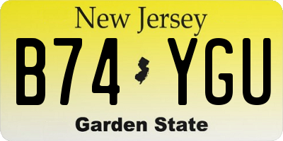 NJ license plate B74YGU