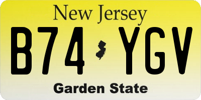 NJ license plate B74YGV