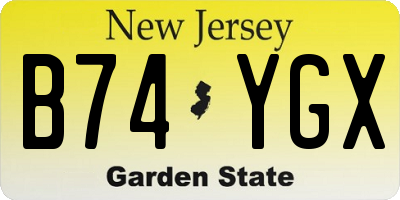 NJ license plate B74YGX