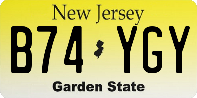 NJ license plate B74YGY