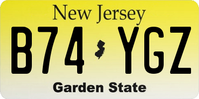 NJ license plate B74YGZ