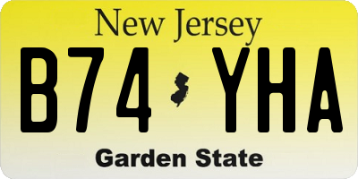 NJ license plate B74YHA