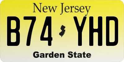 NJ license plate B74YHD