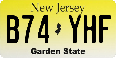 NJ license plate B74YHF