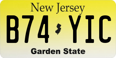 NJ license plate B74YIC