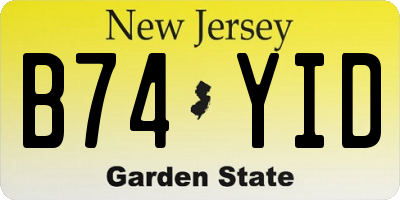 NJ license plate B74YID