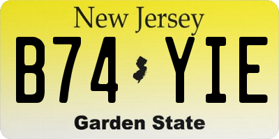 NJ license plate B74YIE