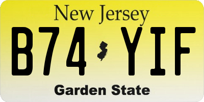 NJ license plate B74YIF