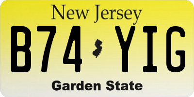 NJ license plate B74YIG