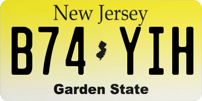 NJ license plate B74YIH