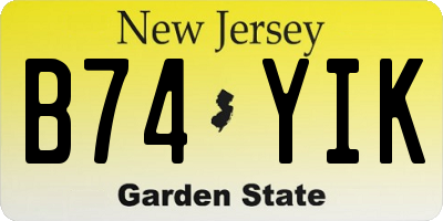 NJ license plate B74YIK