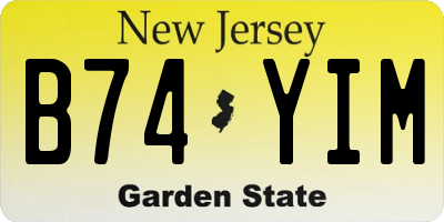 NJ license plate B74YIM