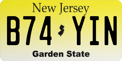 NJ license plate B74YIN