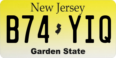 NJ license plate B74YIQ