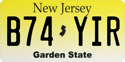 NJ license plate B74YIR