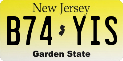 NJ license plate B74YIS