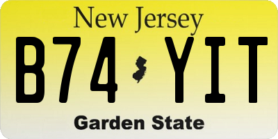 NJ license plate B74YIT