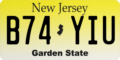 NJ license plate B74YIU