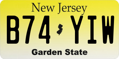 NJ license plate B74YIW