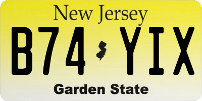 NJ license plate B74YIX