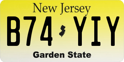 NJ license plate B74YIY