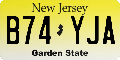 NJ license plate B74YJA