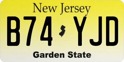 NJ license plate B74YJD