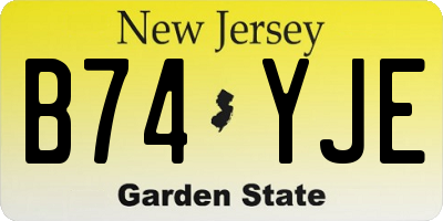 NJ license plate B74YJE
