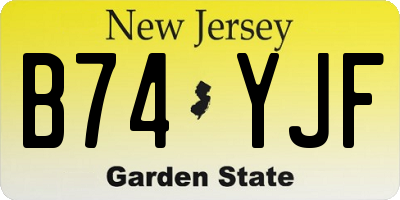 NJ license plate B74YJF