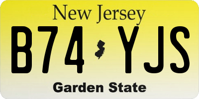 NJ license plate B74YJS