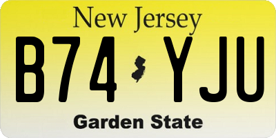 NJ license plate B74YJU
