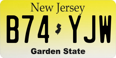 NJ license plate B74YJW