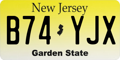 NJ license plate B74YJX
