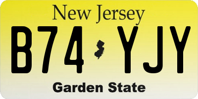 NJ license plate B74YJY