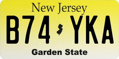 NJ license plate B74YKA