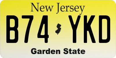 NJ license plate B74YKD