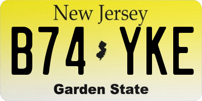 NJ license plate B74YKE