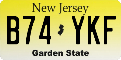 NJ license plate B74YKF