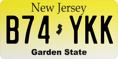 NJ license plate B74YKK